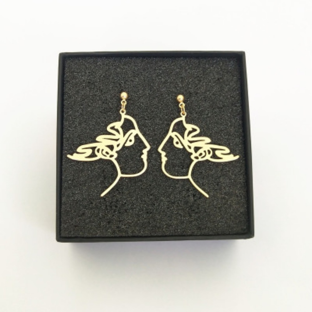 Minimalist Art Artists Portrait Drop Earrings - Picture 3 of 4